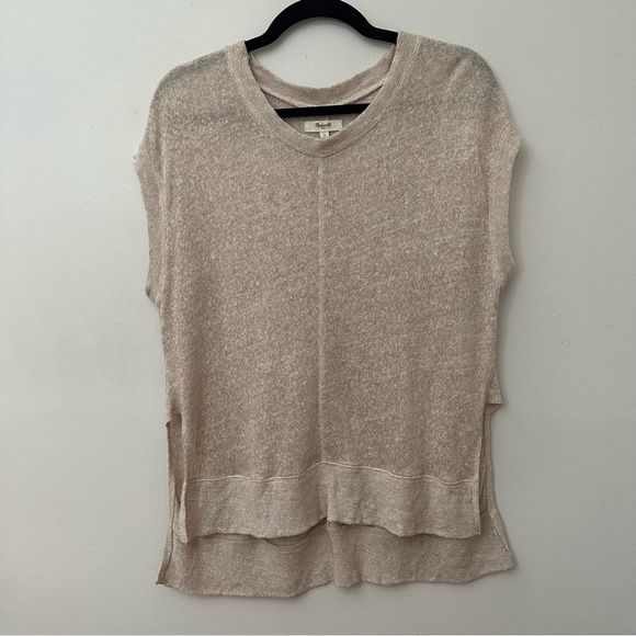 Madewell Tops - MADEWELL Side Vent Linen Top, Size M, Tan Beige